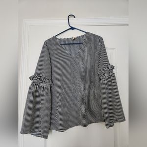 Navy Striped LOFT Blouse